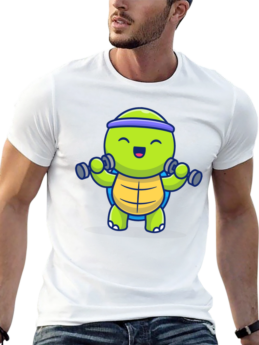 Turtle Lifting Weights Graphic Tee - Black