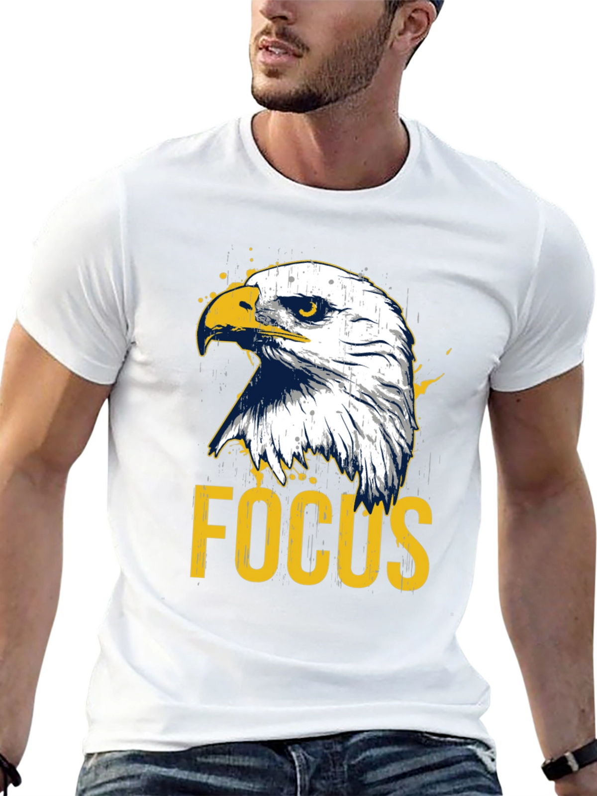 Eagle Focus Graphic Tee - Black Cotton T-Shirt