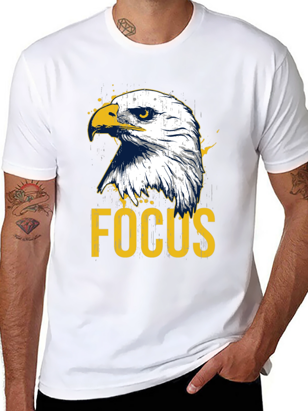 Eagle Focus Graphic Tee - Black Cotton T-Shirt