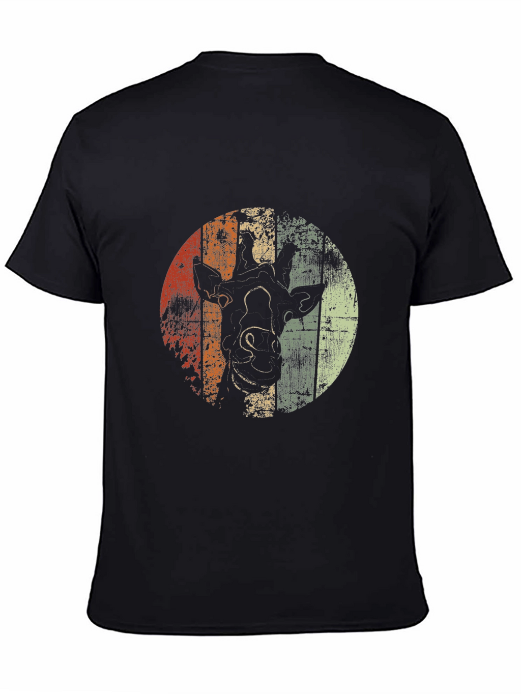 Retro Giraffe Graphic Tee - Stylish Mens Black T-Shirt