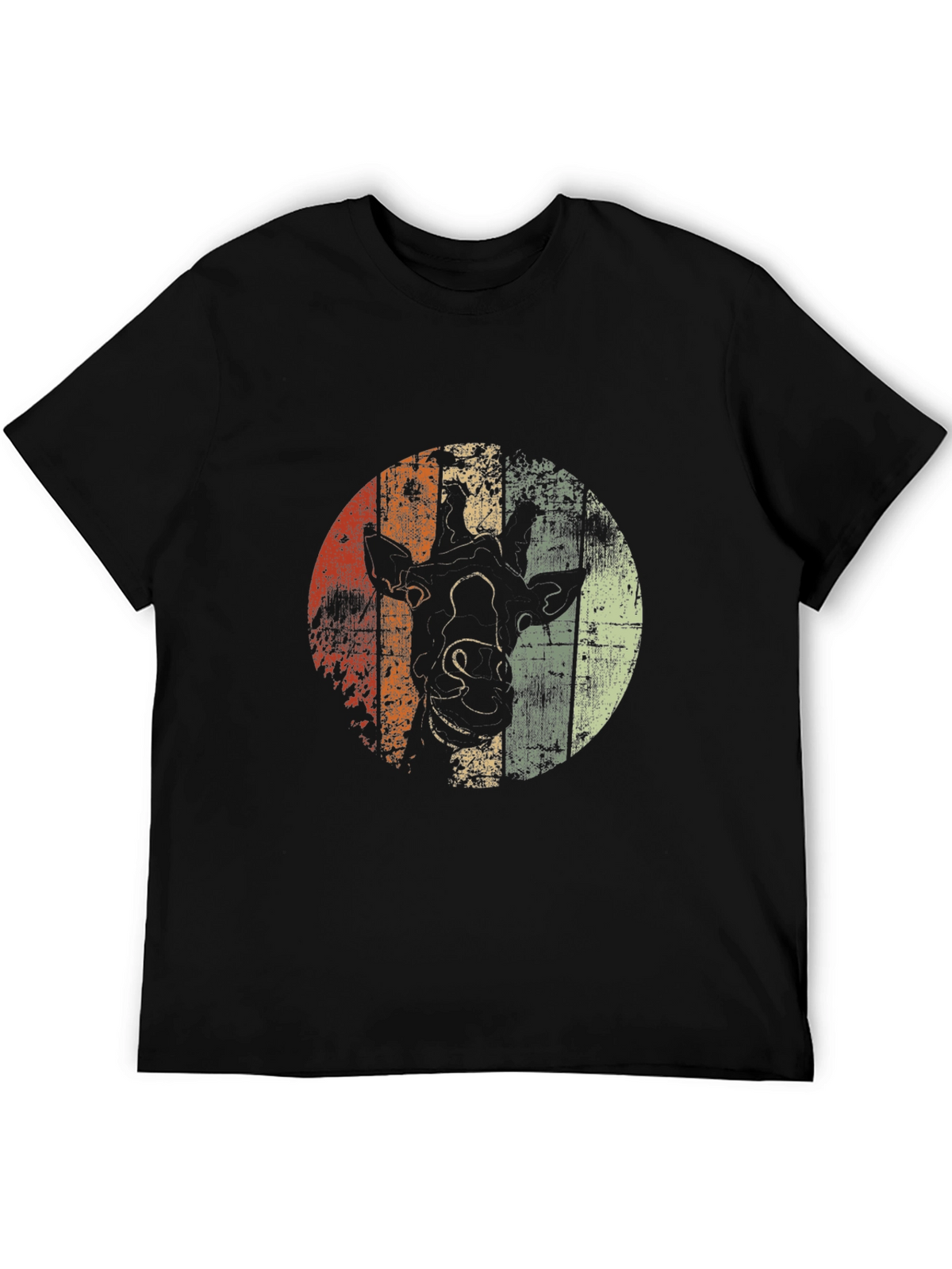 Retro Giraffe Graphic Tee - Stylish Mens Black T-Shirt