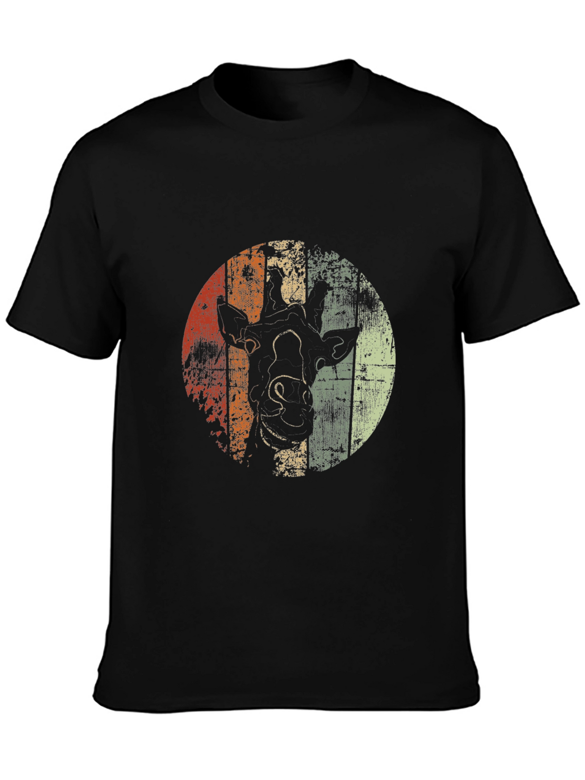 Retro Giraffe Graphic Tee - Stylish Mens Black T-Shirt