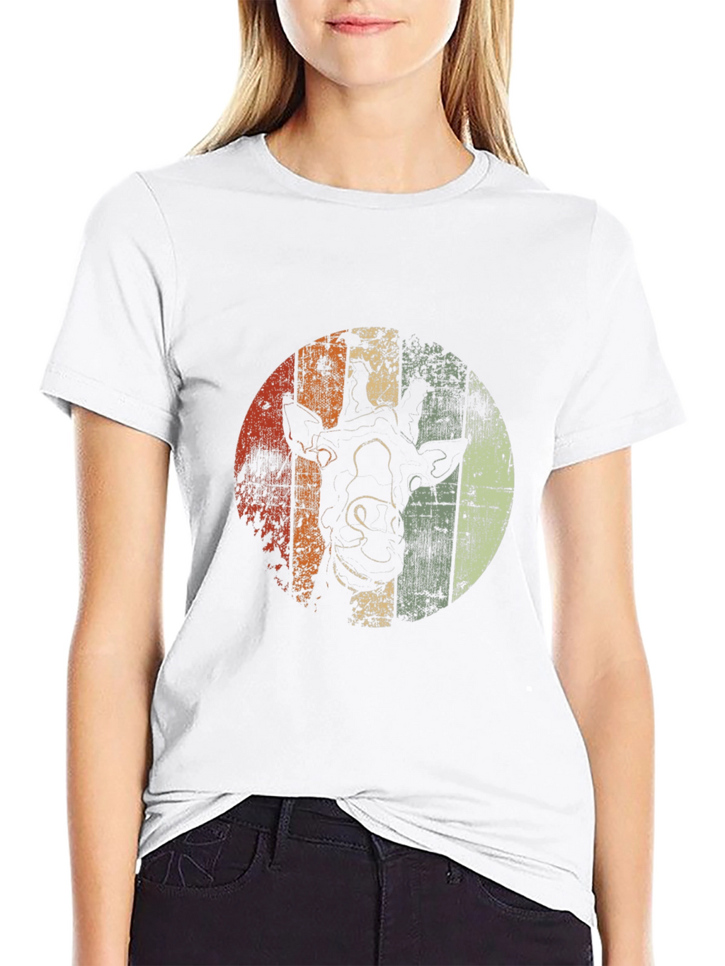 Retro Giraffe Graphic Tee - Stylish Mens Black T-Shirt