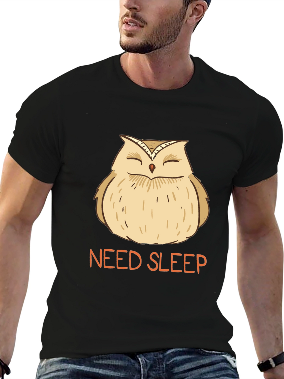 Need Sleep Owl Graphic Tee - Black T-Shirt