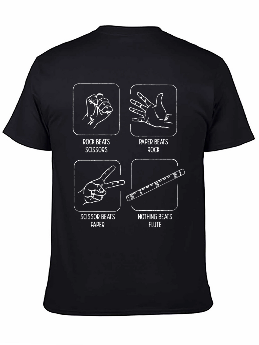 Rock Paper Scissors Flute Funny Graphic T-Shirt