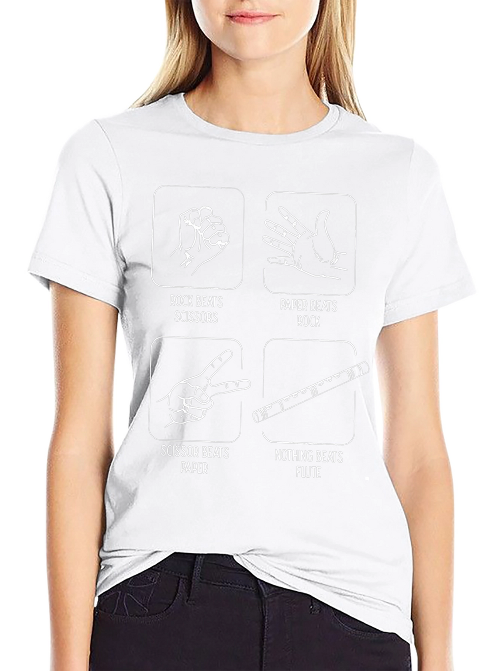 Rock Paper Scissors Flute Funny Graphic T-Shirt