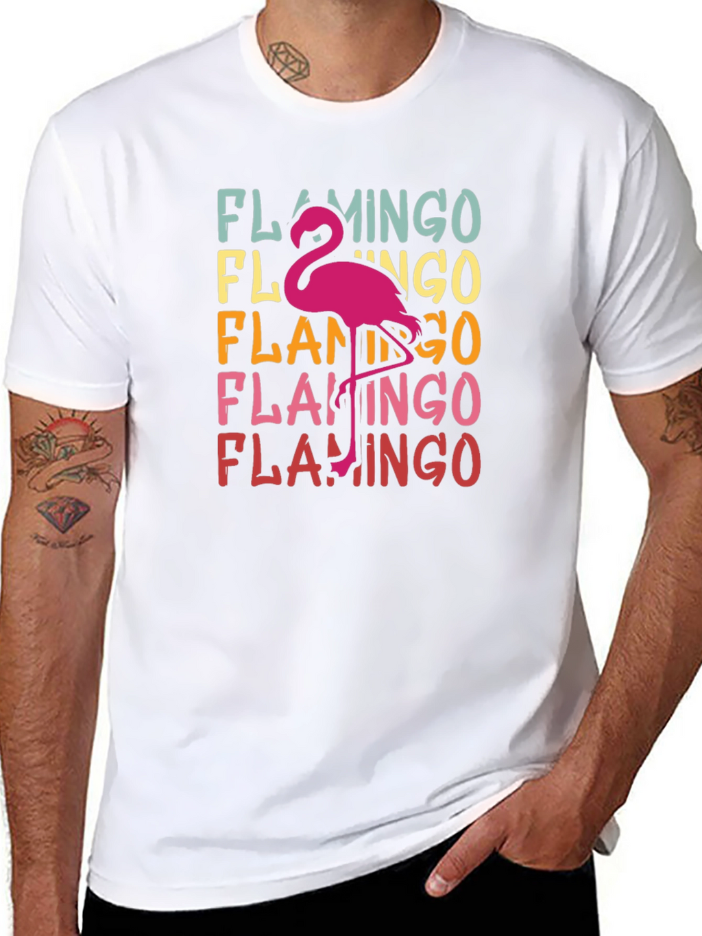 Retro Flamingo T-Shirt - Tropical Bird Tee