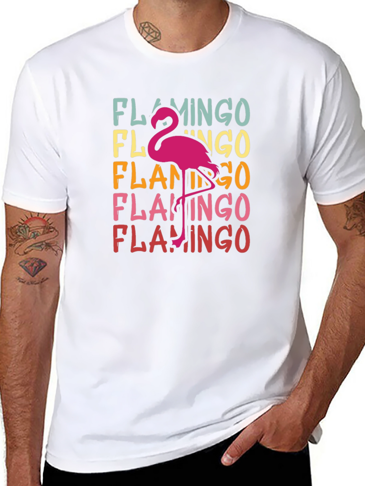 Retro Flamingo T-Shirt - Tropical Bird Tee