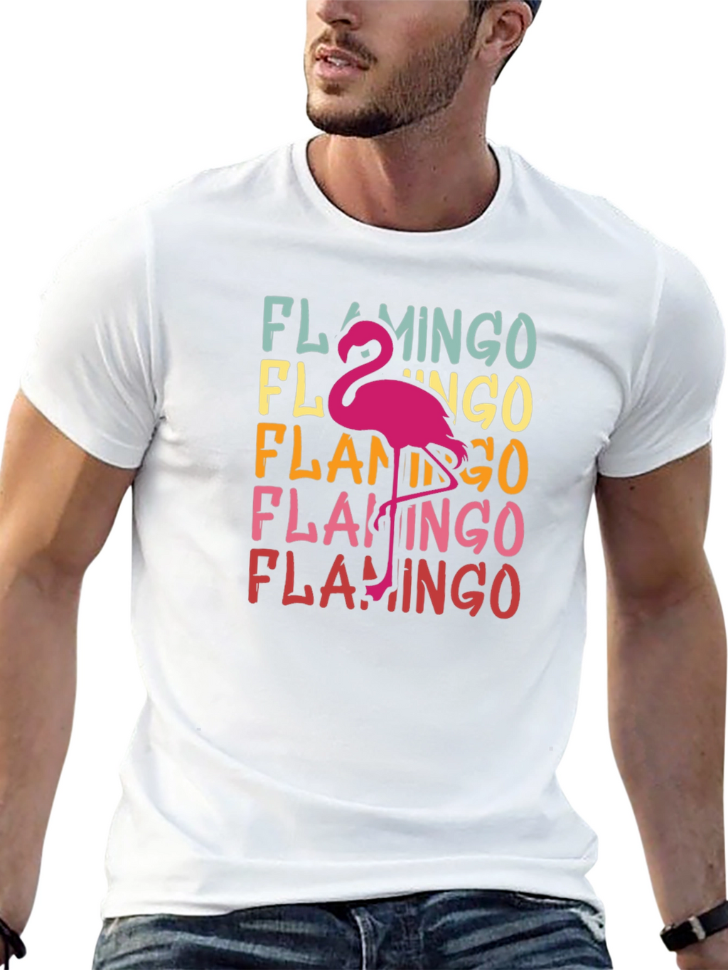Retro Flamingo T-Shirt - Tropical Bird Tee