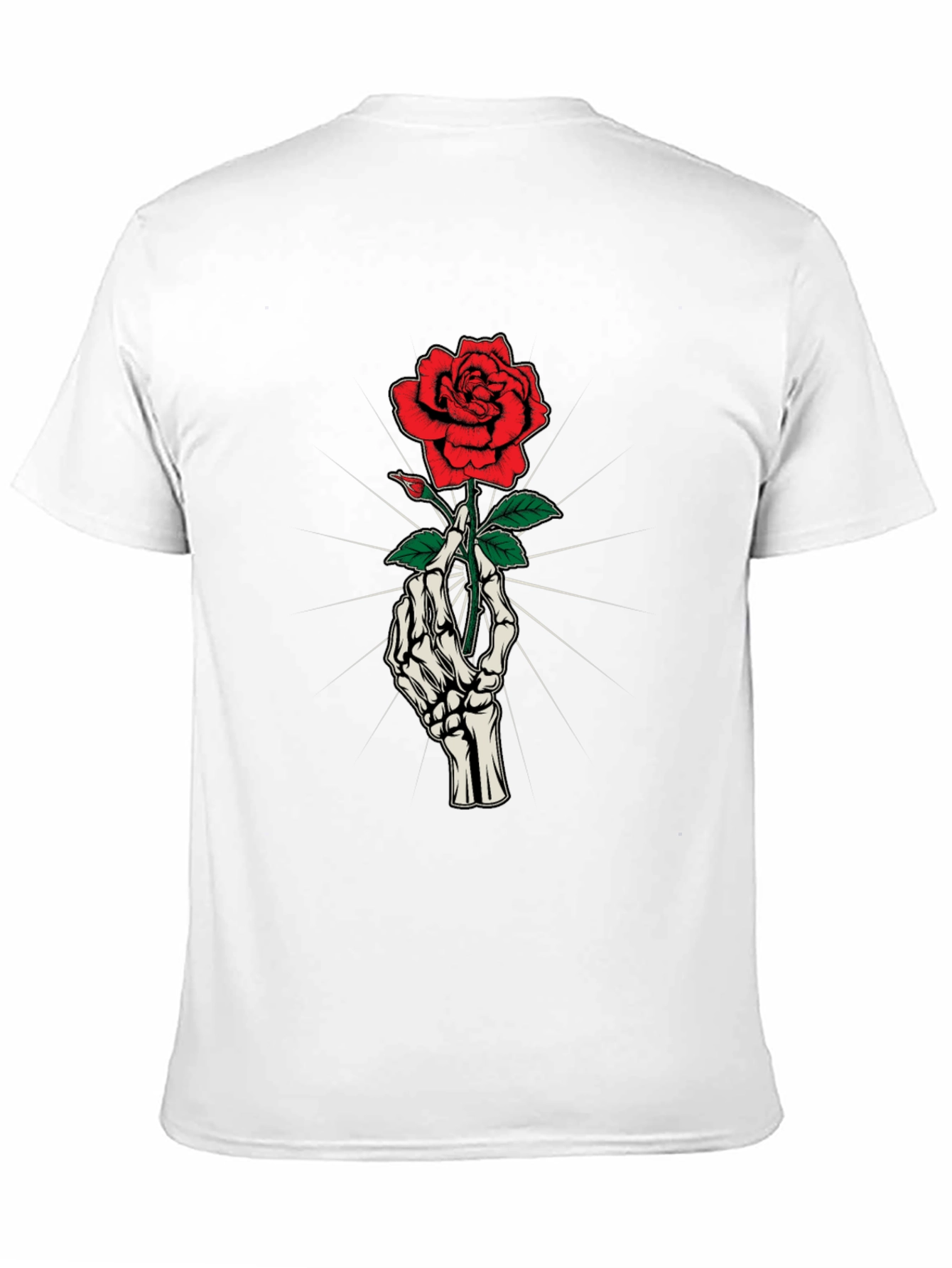 Skeleton Hand Holding Rose Graphic Tee