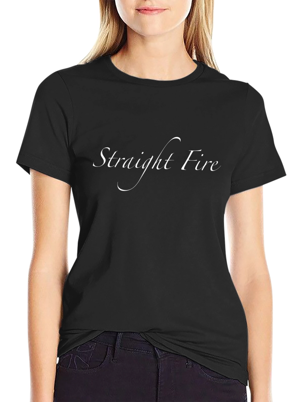 Straight Fire Black Graphic Tee - Mens Fashion