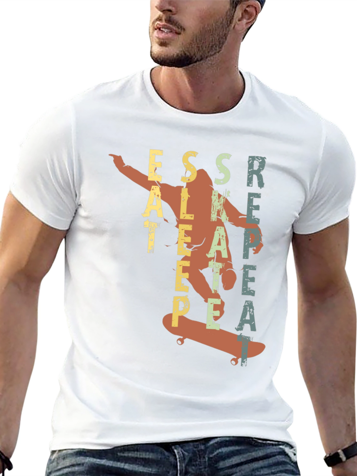 Eat Sleep Skate Repeat Black Graphic Tee