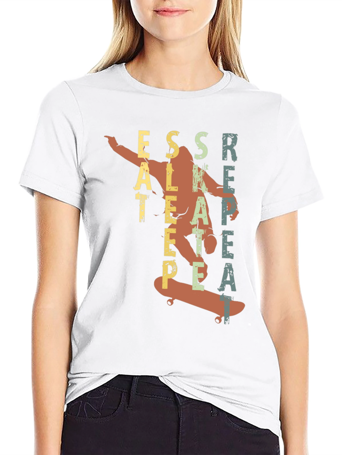 Eat Sleep Skate Repeat Black Graphic Tee