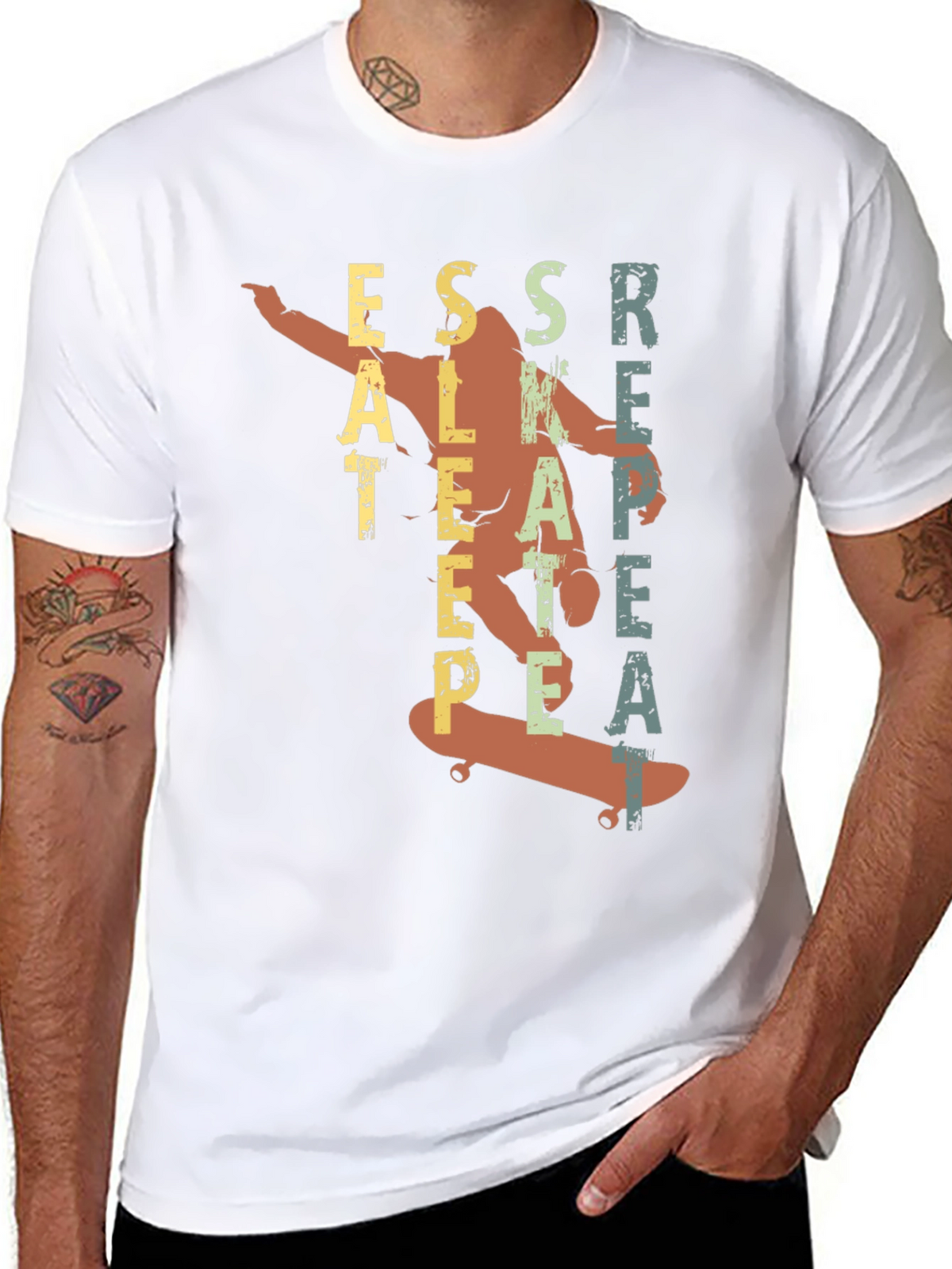 Eat Sleep Skate Repeat Black Graphic Tee
