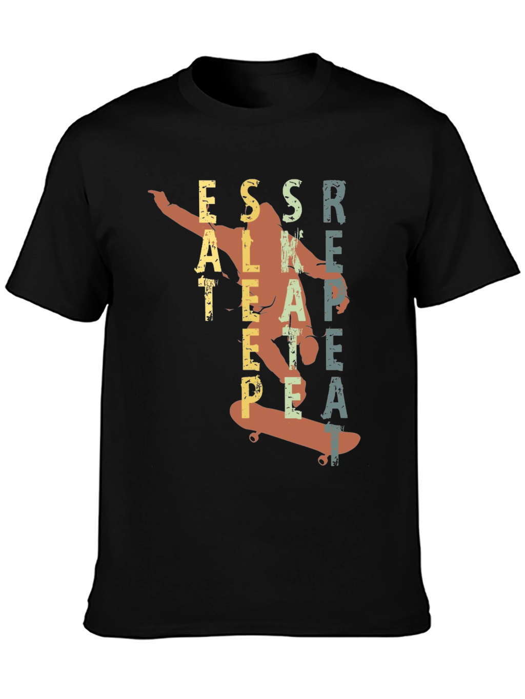 Eat Sleep Skate Repeat Black Graphic Tee