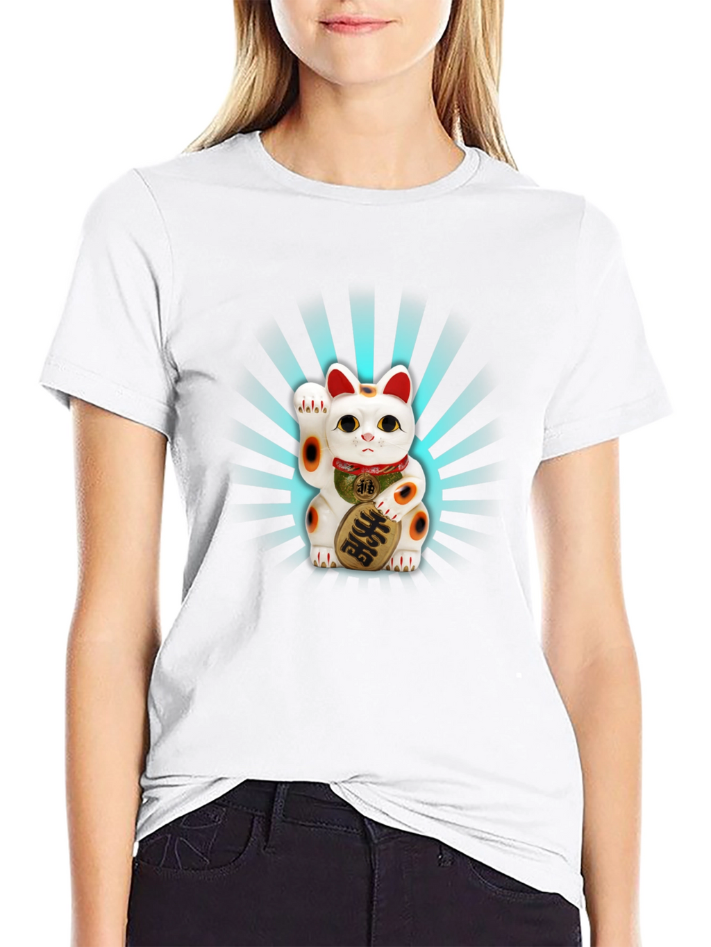 Maneki Neko Graphic Tee - Lucky Cat Design