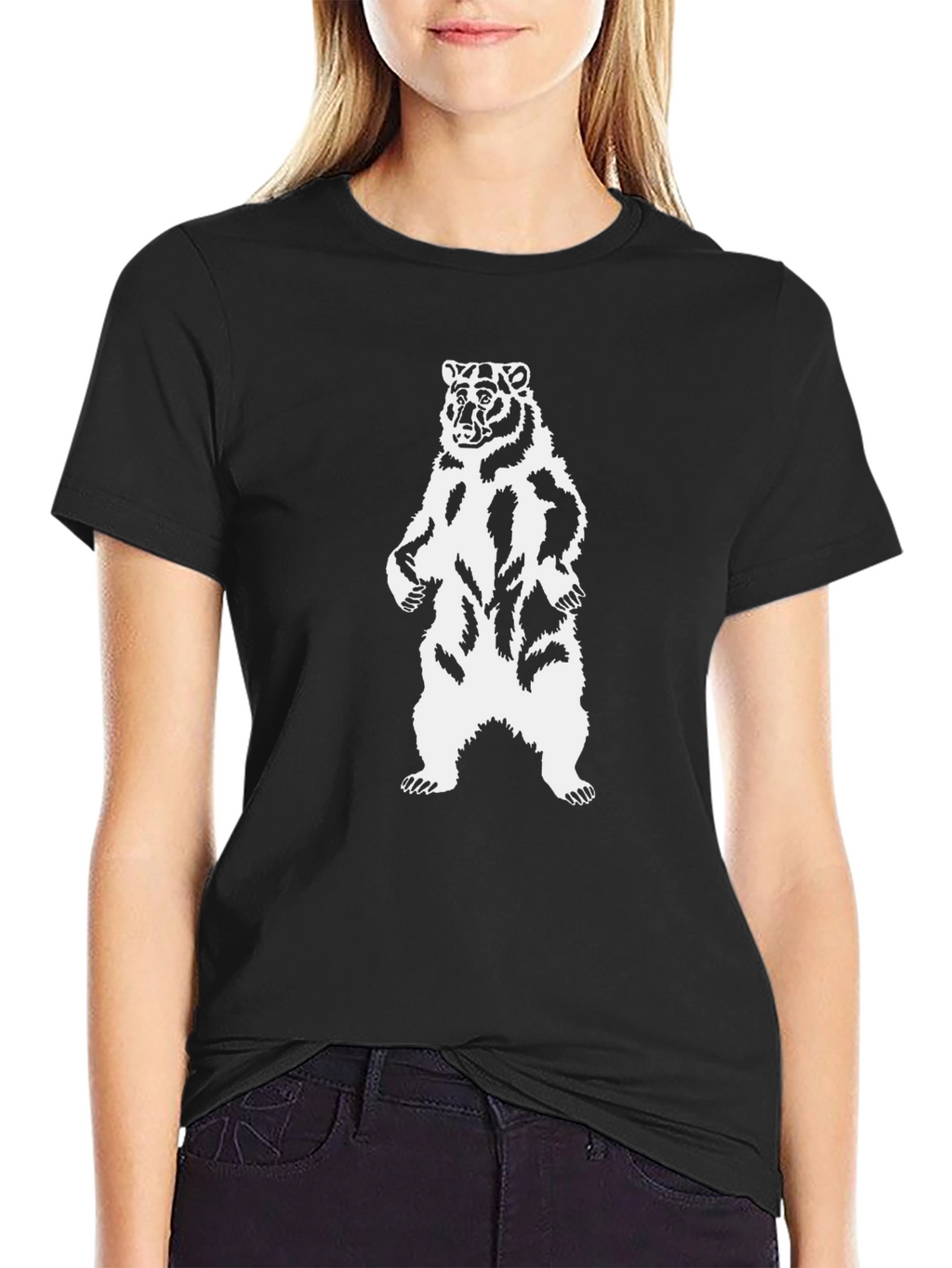 Bear Graphic T-Shirt - Black Animal Design