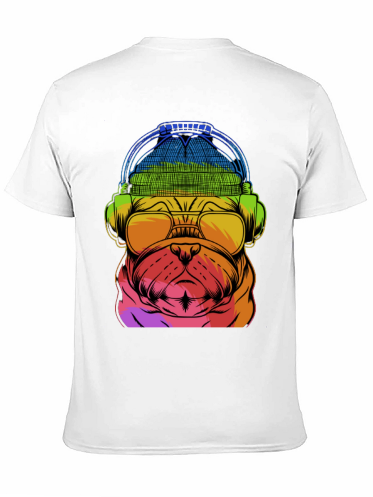 Rainbow Pug DJ T-Shirt - Music Lover Dog Tee