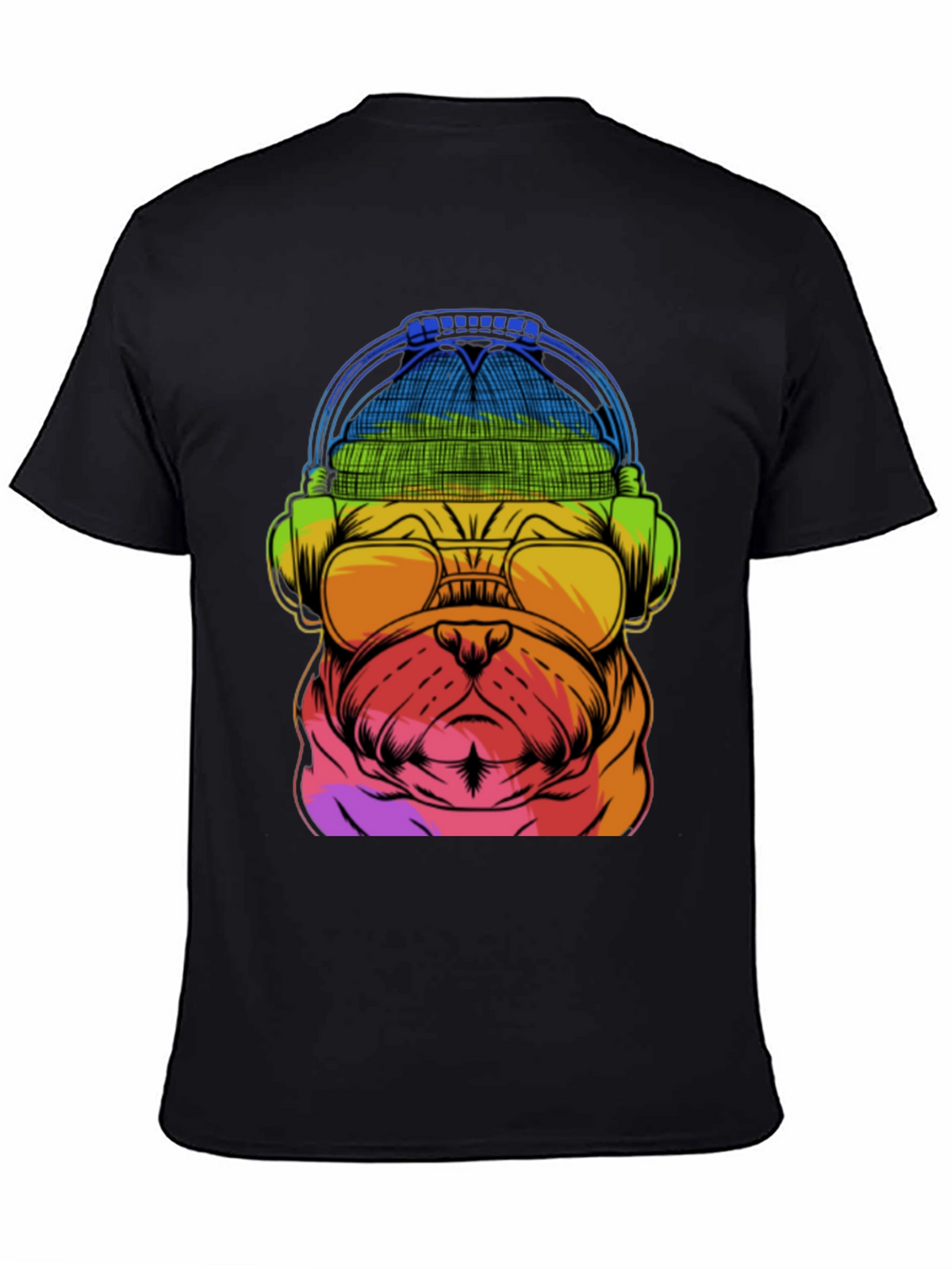 Rainbow Pug DJ T-Shirt - Music Lover Dog Tee