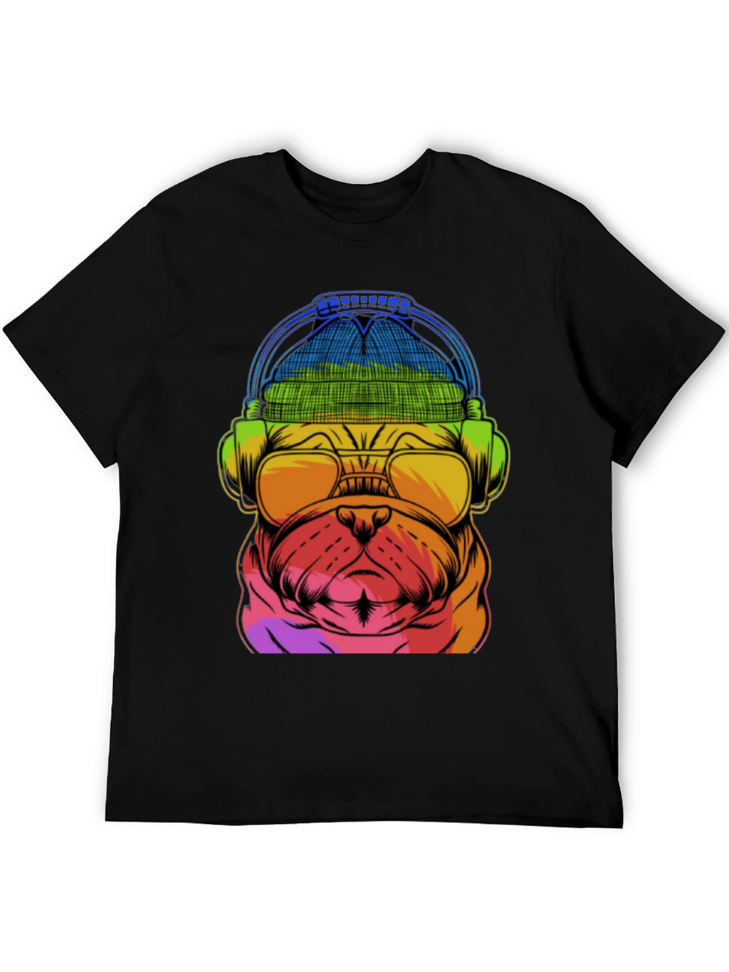 Rainbow Pug DJ T-Shirt - Music Lover Dog Tee
