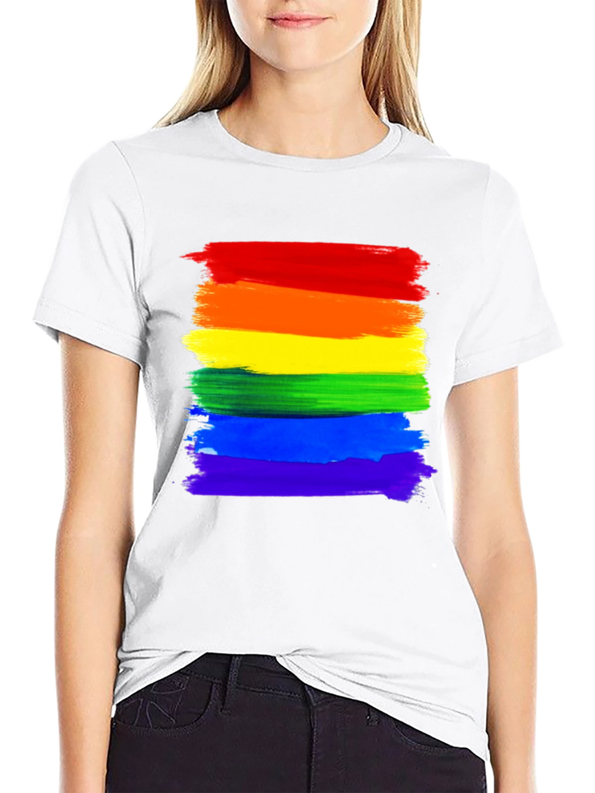 Pride Rainbow Stripe T-Shirt - LGBTQ+ Ally Tee
