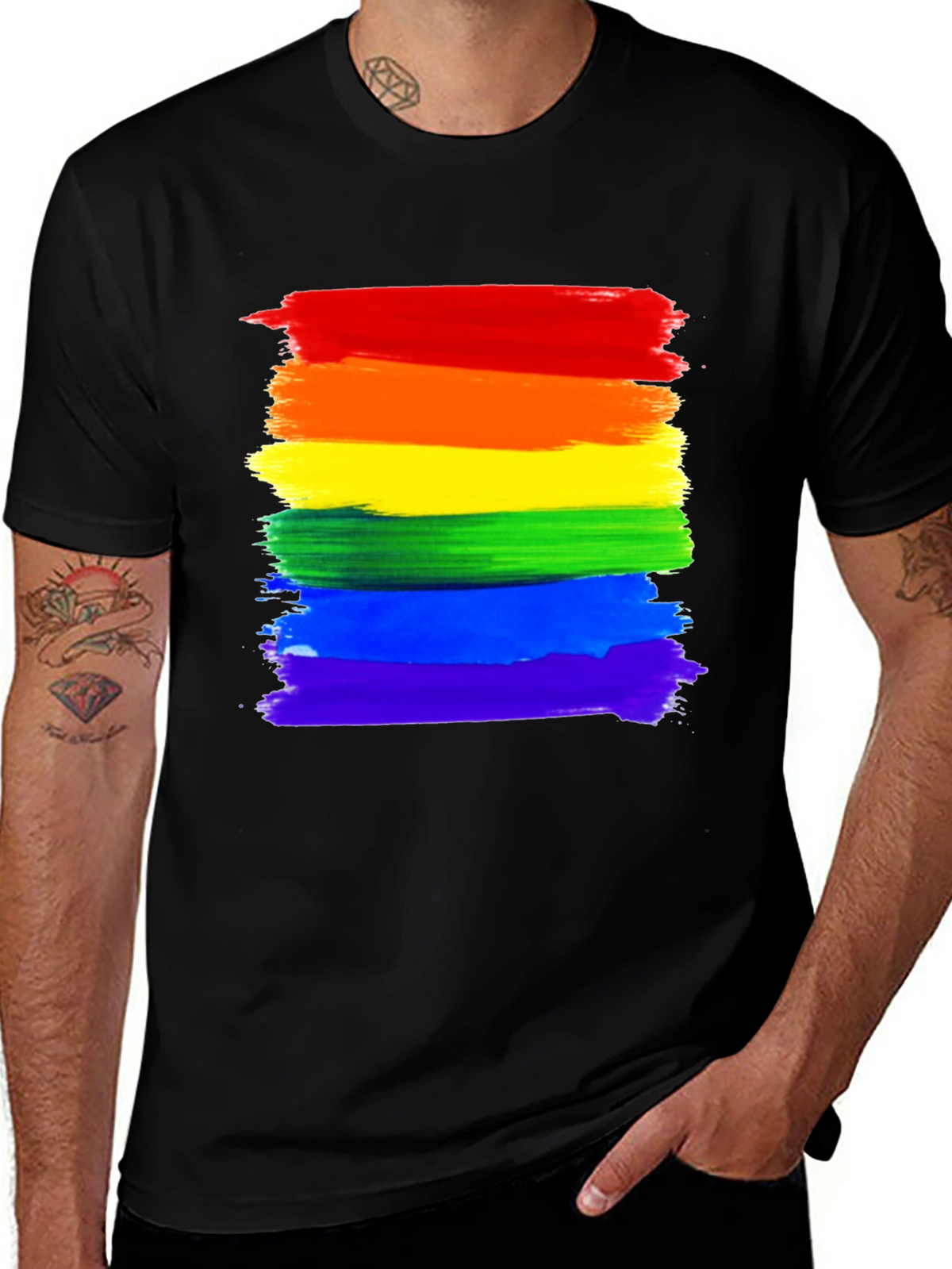 Pride Rainbow Stripe T-Shirt - LGBTQ+ Ally Tee