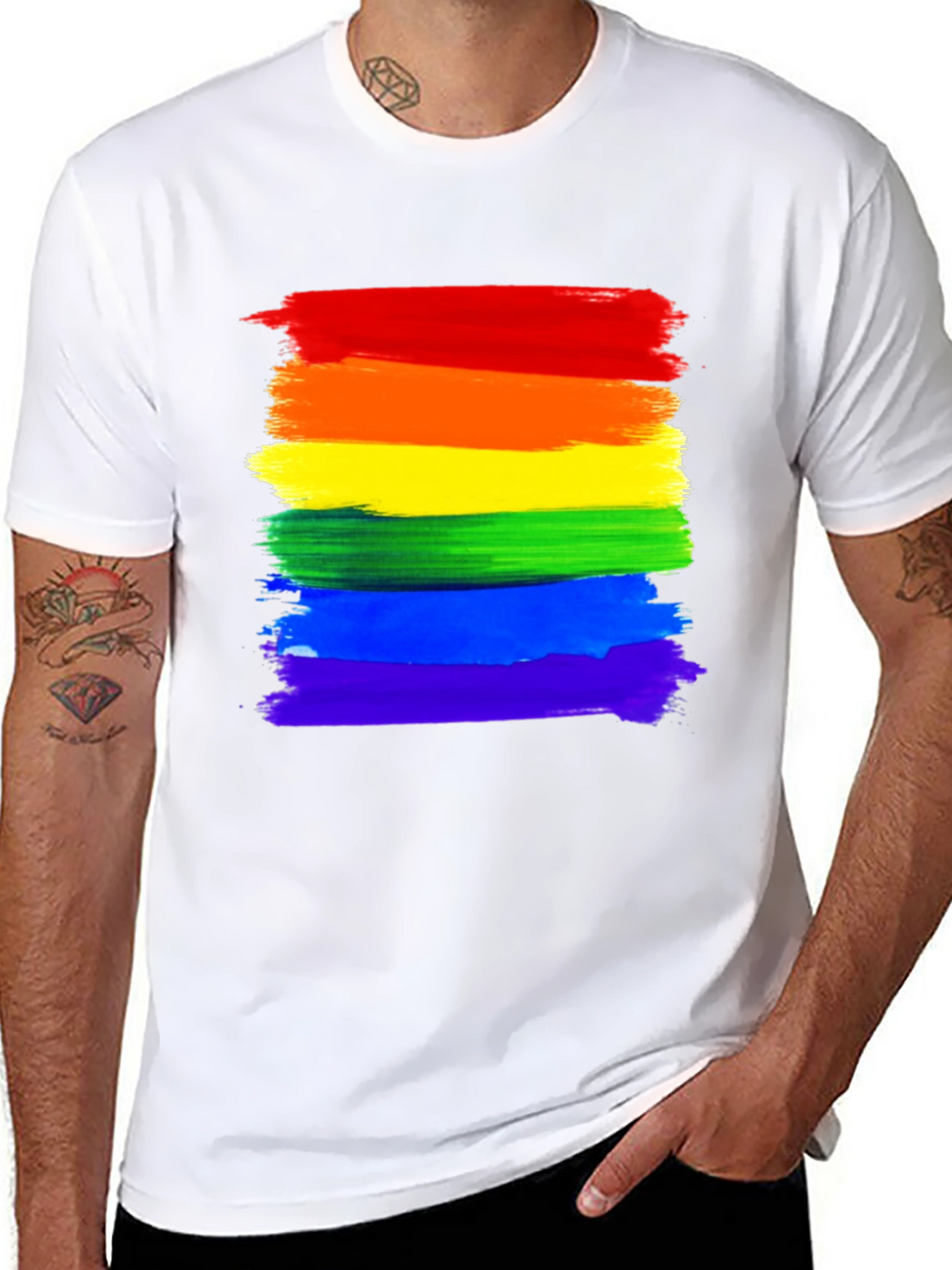 Pride Rainbow Stripe T-Shirt - LGBTQ+ Ally Tee