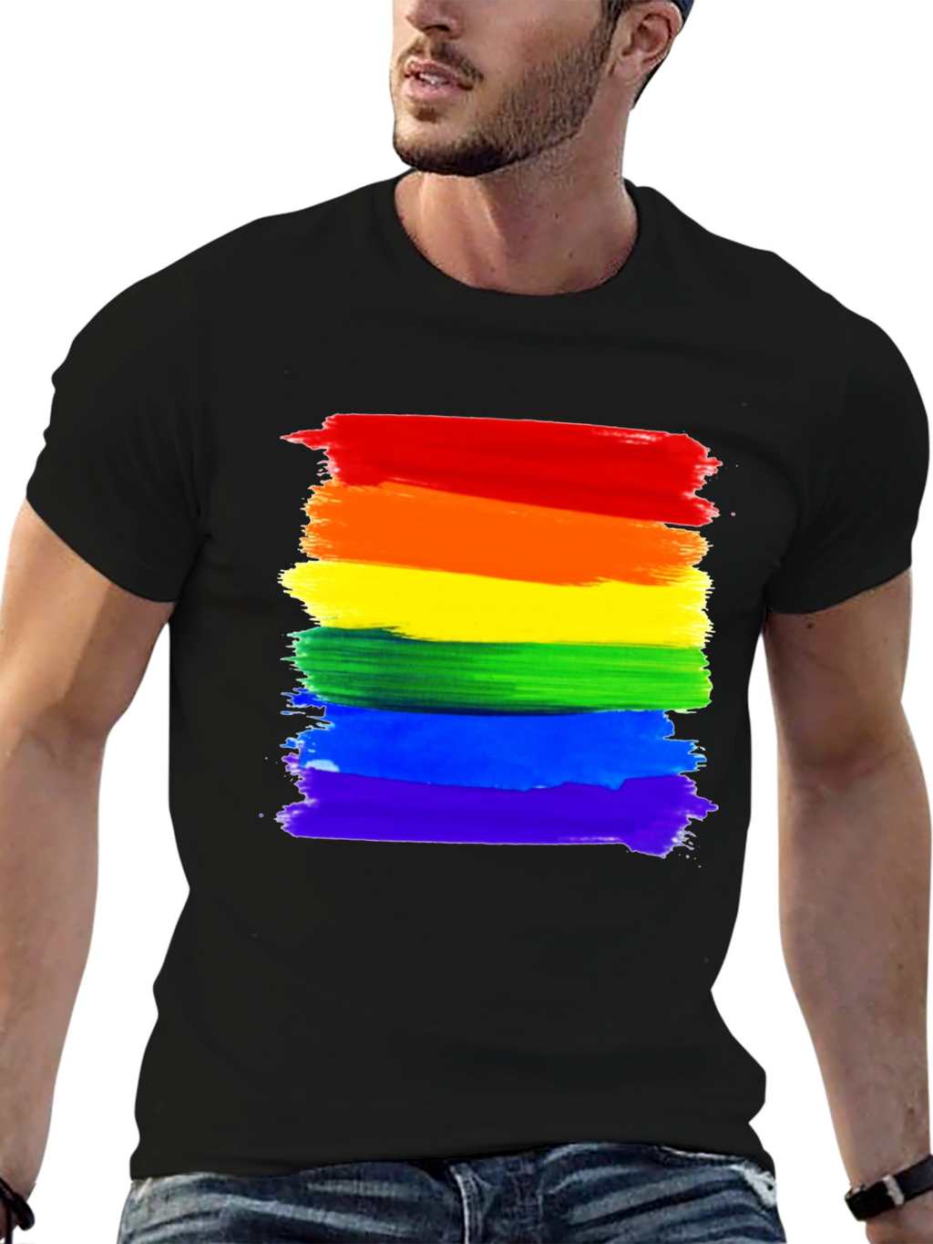 Pride Rainbow Stripe T-Shirt - LGBTQ+ Ally Tee