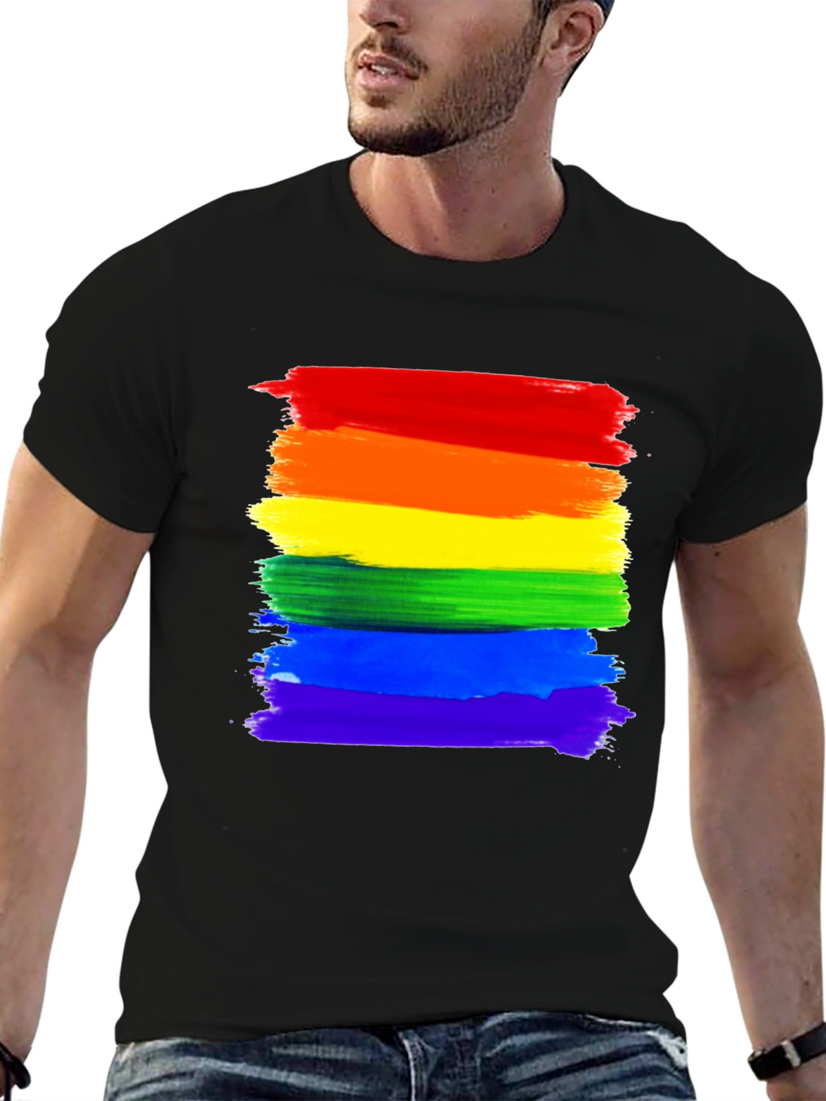 Pride Rainbow Stripe T-Shirt - LGBTQ+ Ally Tee