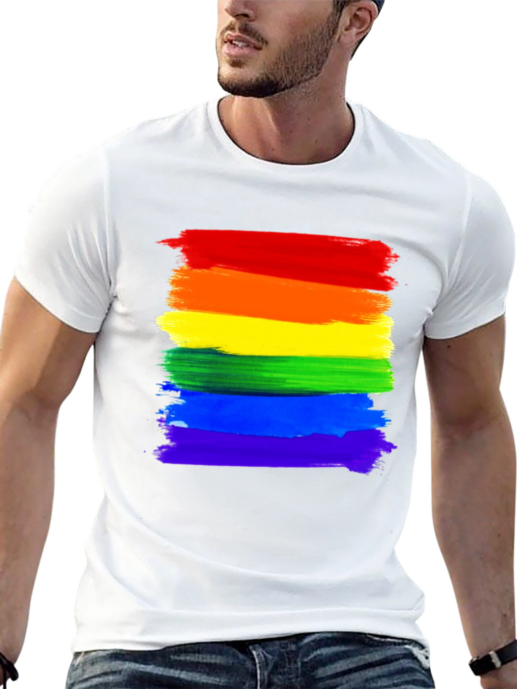 Pride Rainbow Stripe T-Shirt - LGBTQ+ Ally Tee