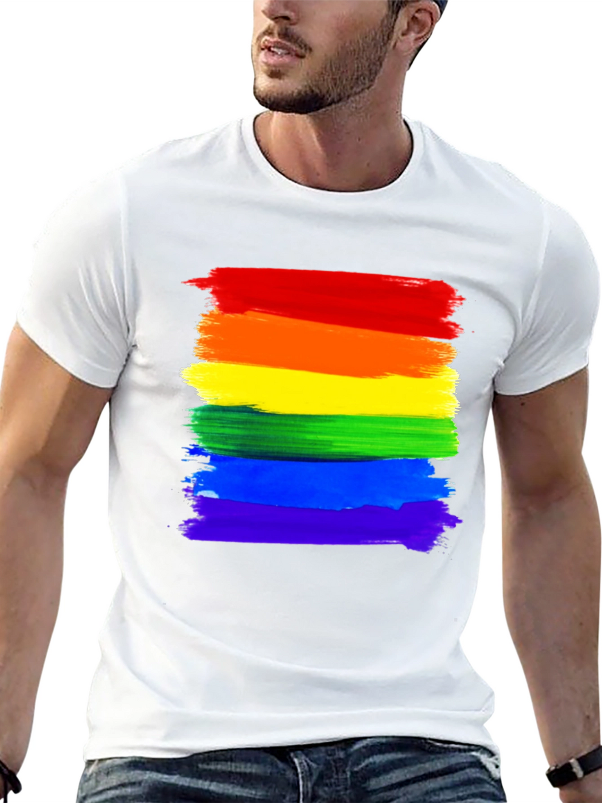 Pride Rainbow Stripe T-Shirt - LGBTQ+ Ally Tee