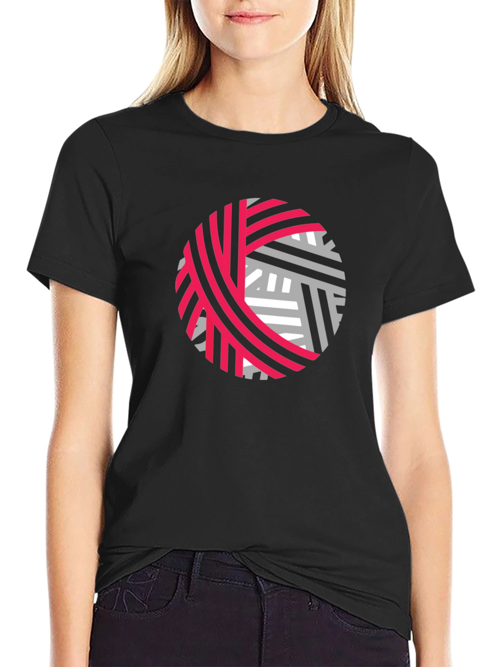 Abstract Yarn Ball Graphic Tee - Black