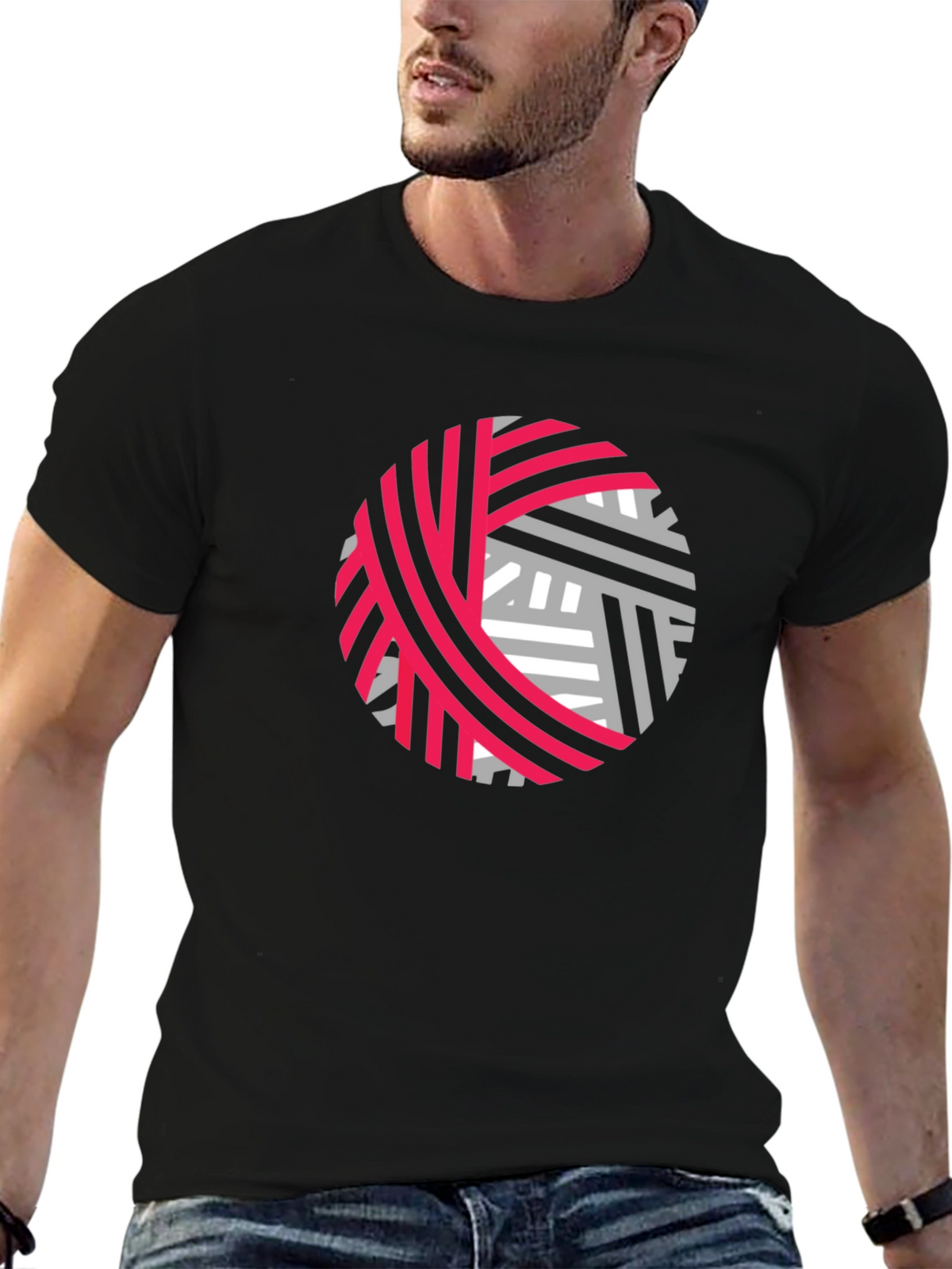 Abstract Yarn Ball Graphic Tee - Black