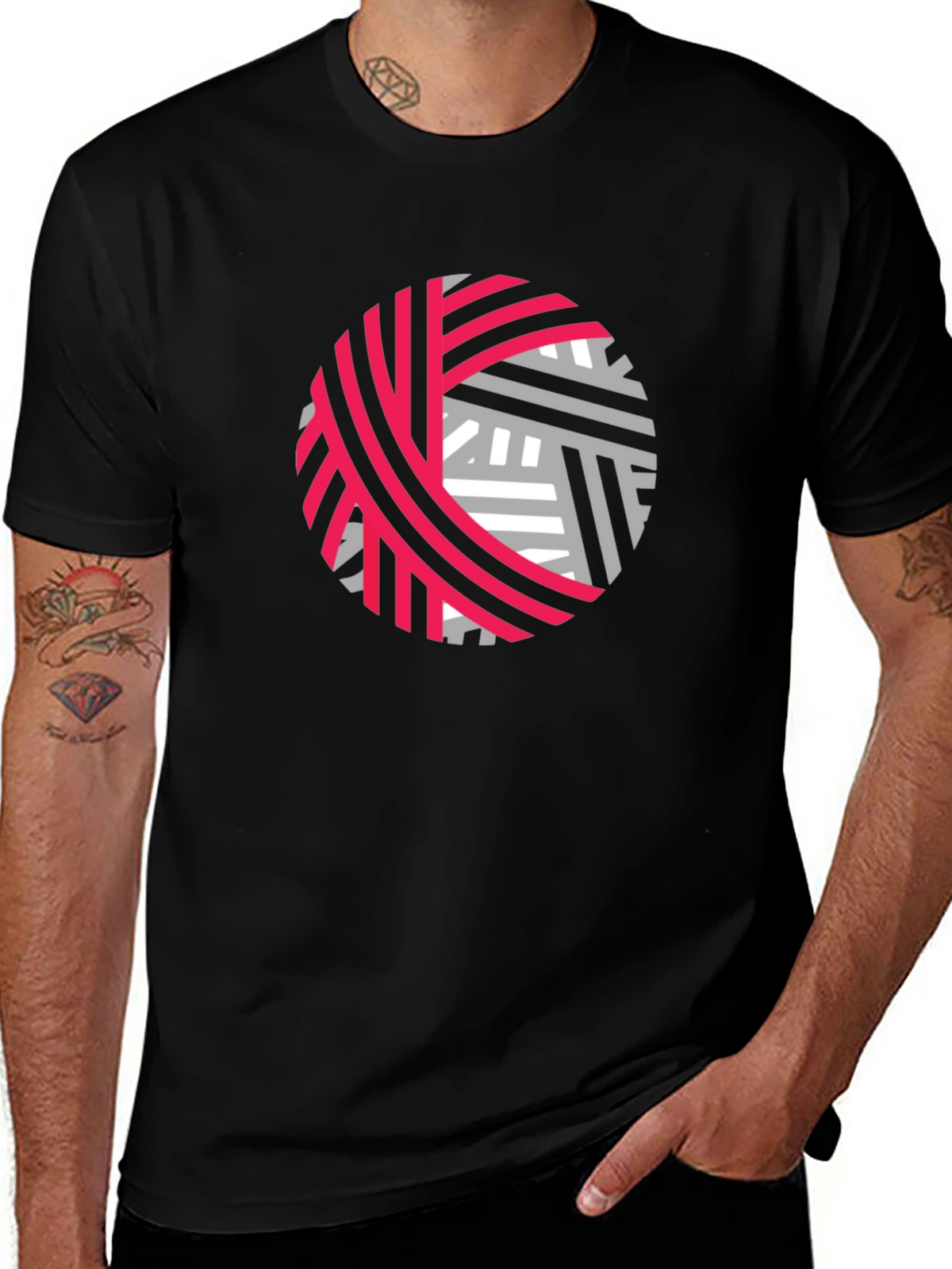 Abstract Yarn Ball Graphic Tee - Black
