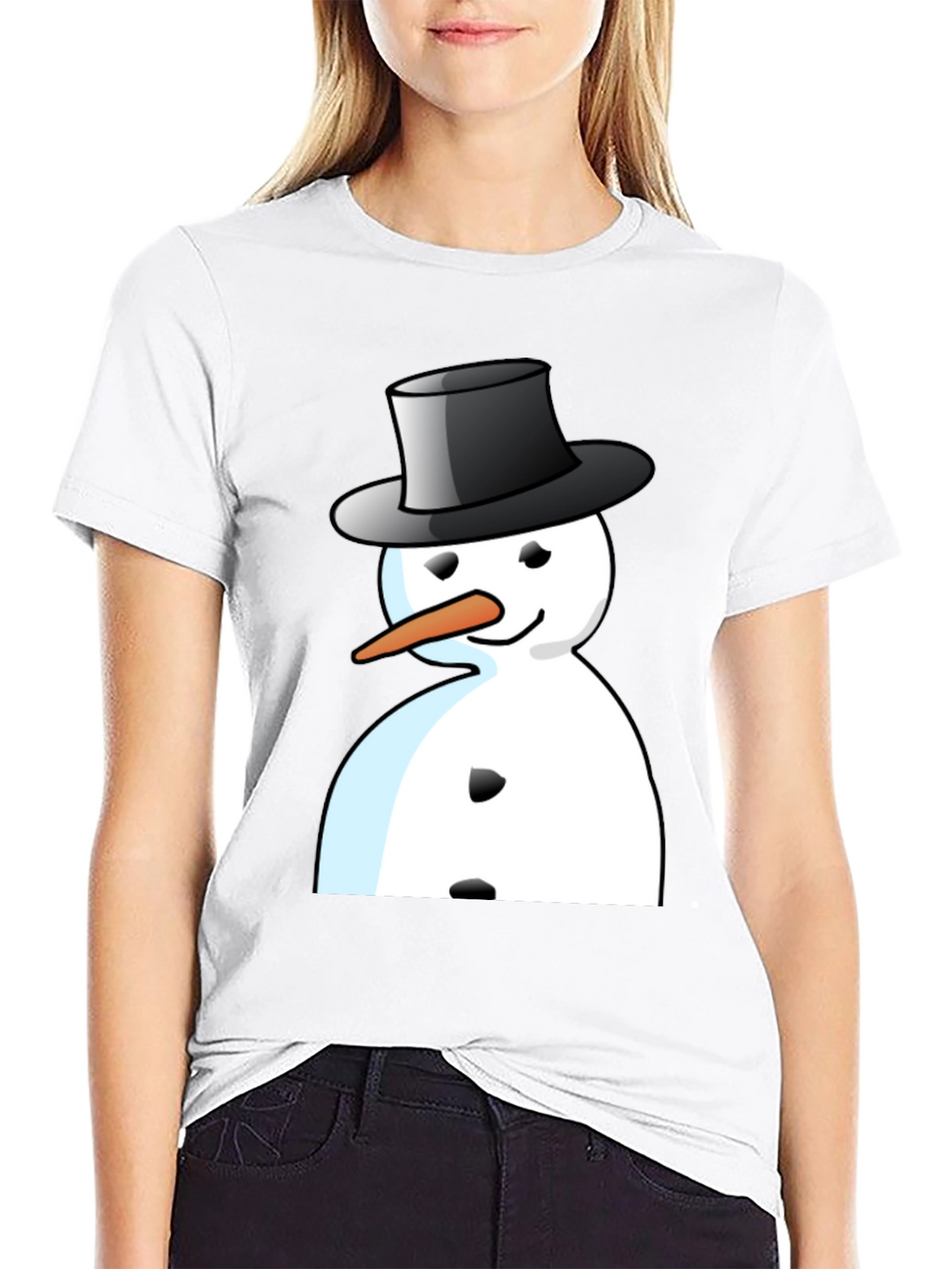 Snowman Graphic T-Shirt - Black Cotton Blend Tee