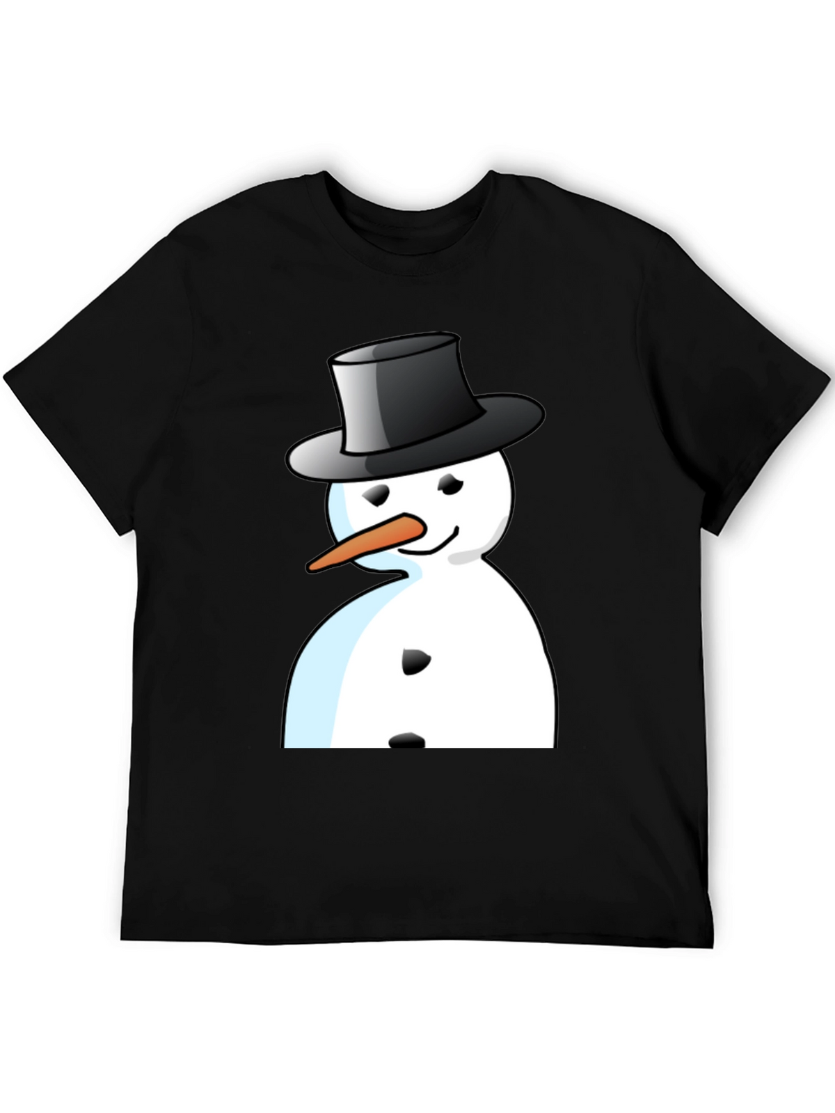 Snowman Graphic T-Shirt - Black Cotton Blend Tee
