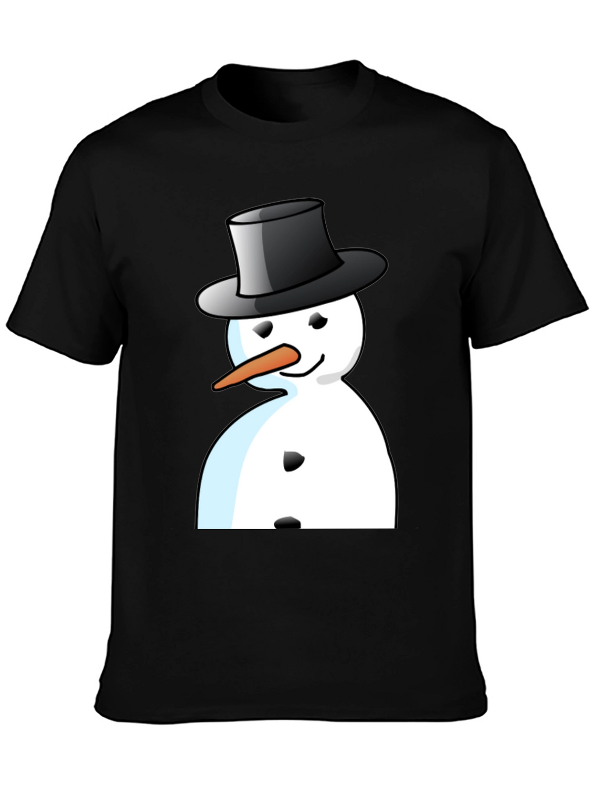 Snowman Graphic T-Shirt - Black Cotton Blend Tee