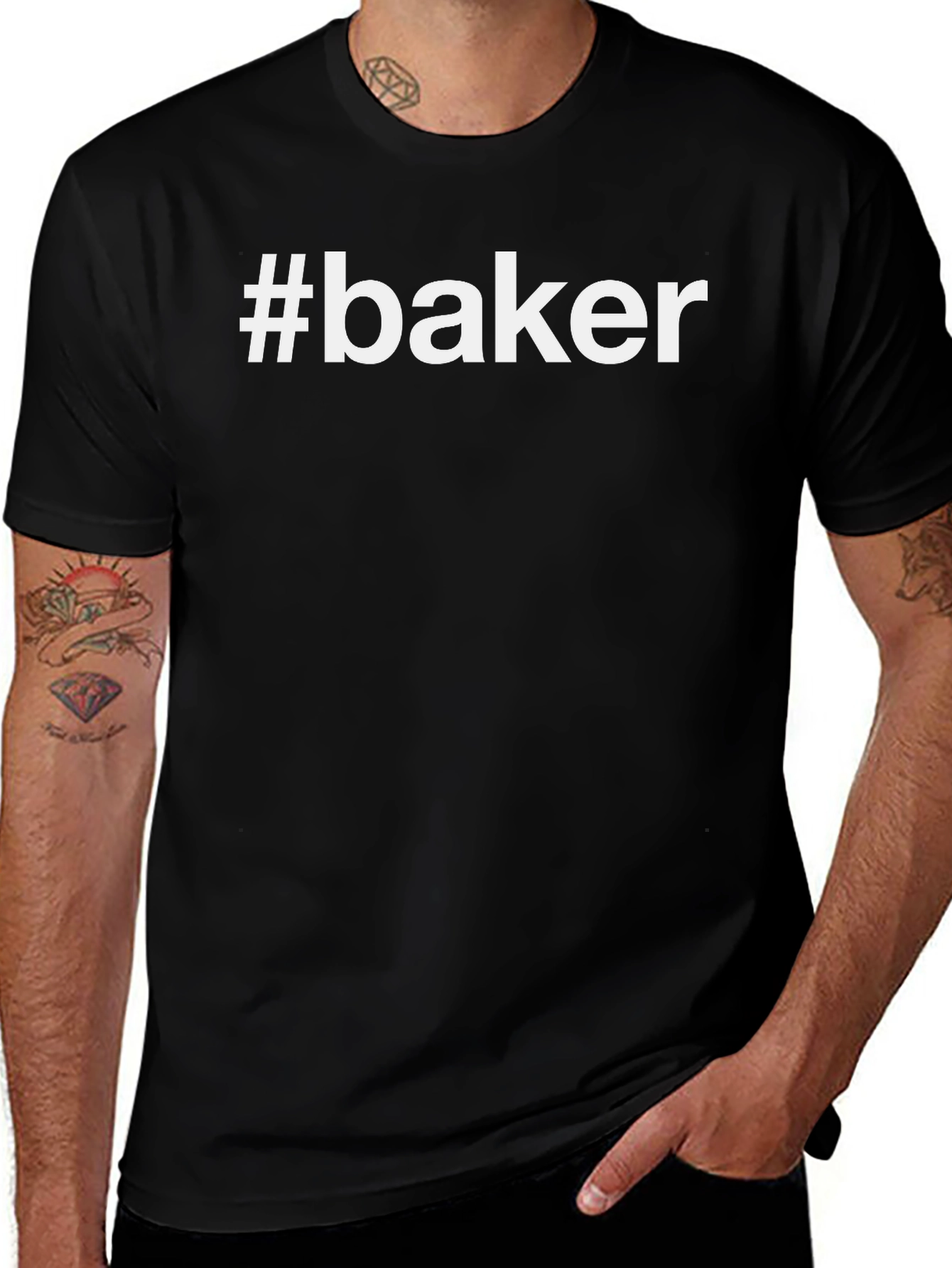 #Baker Black Cotton Crew Neck Short Sleeve T-Shirt