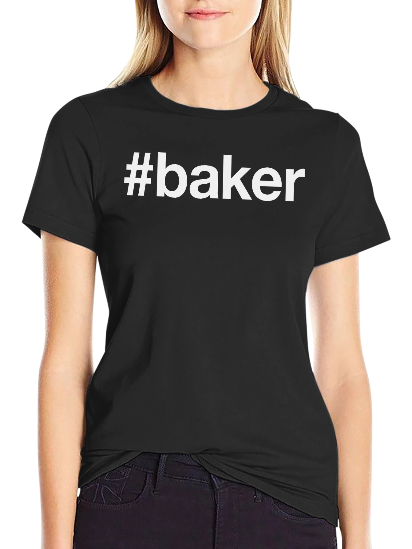 #Baker Black Cotton Crew Neck Short Sleeve T-Shirt
