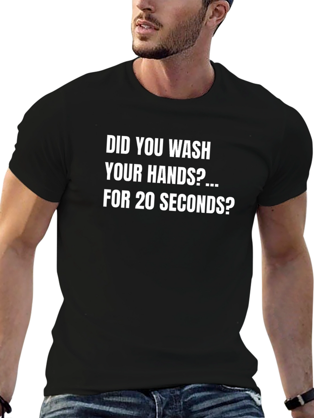 Wash Hands 20 Seconds Graphic Tee - Black Cotton