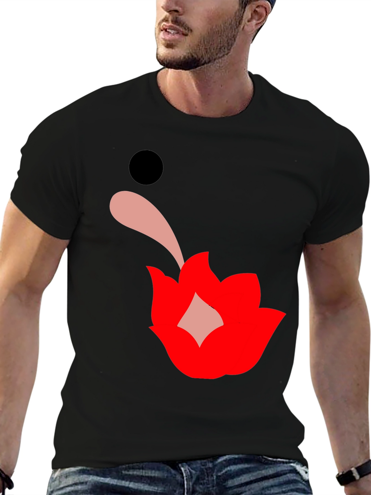 Graphic Print Black Tee