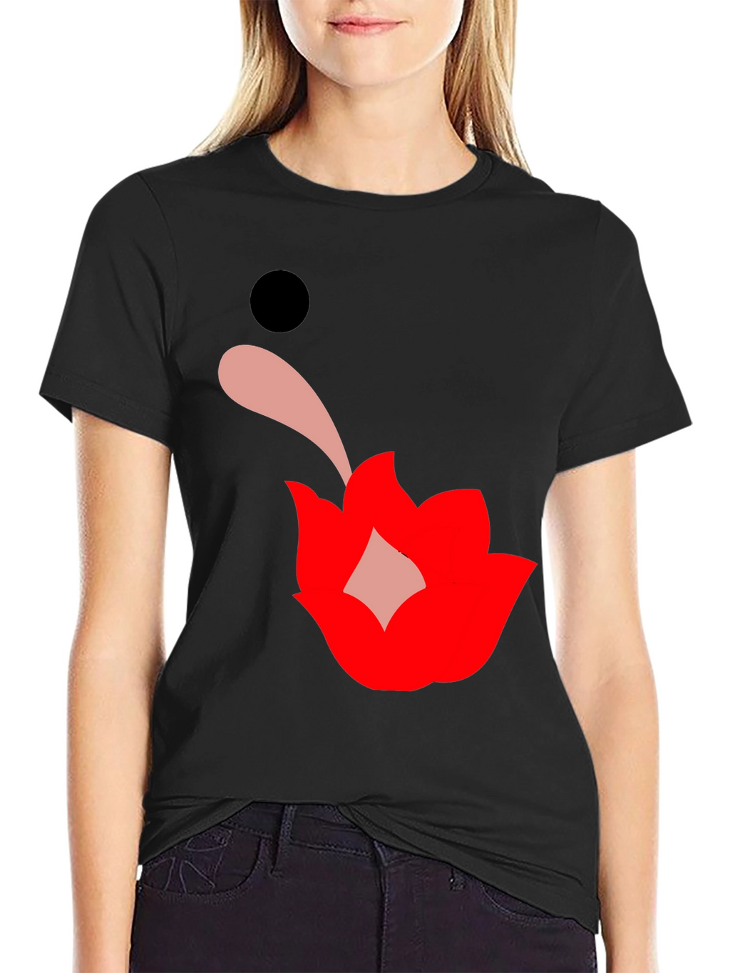 Graphic Print Black Tee