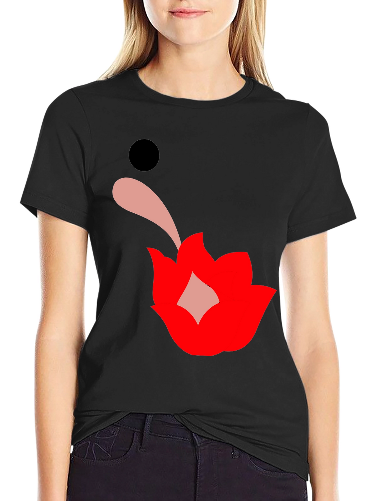 Graphic Print Black Tee