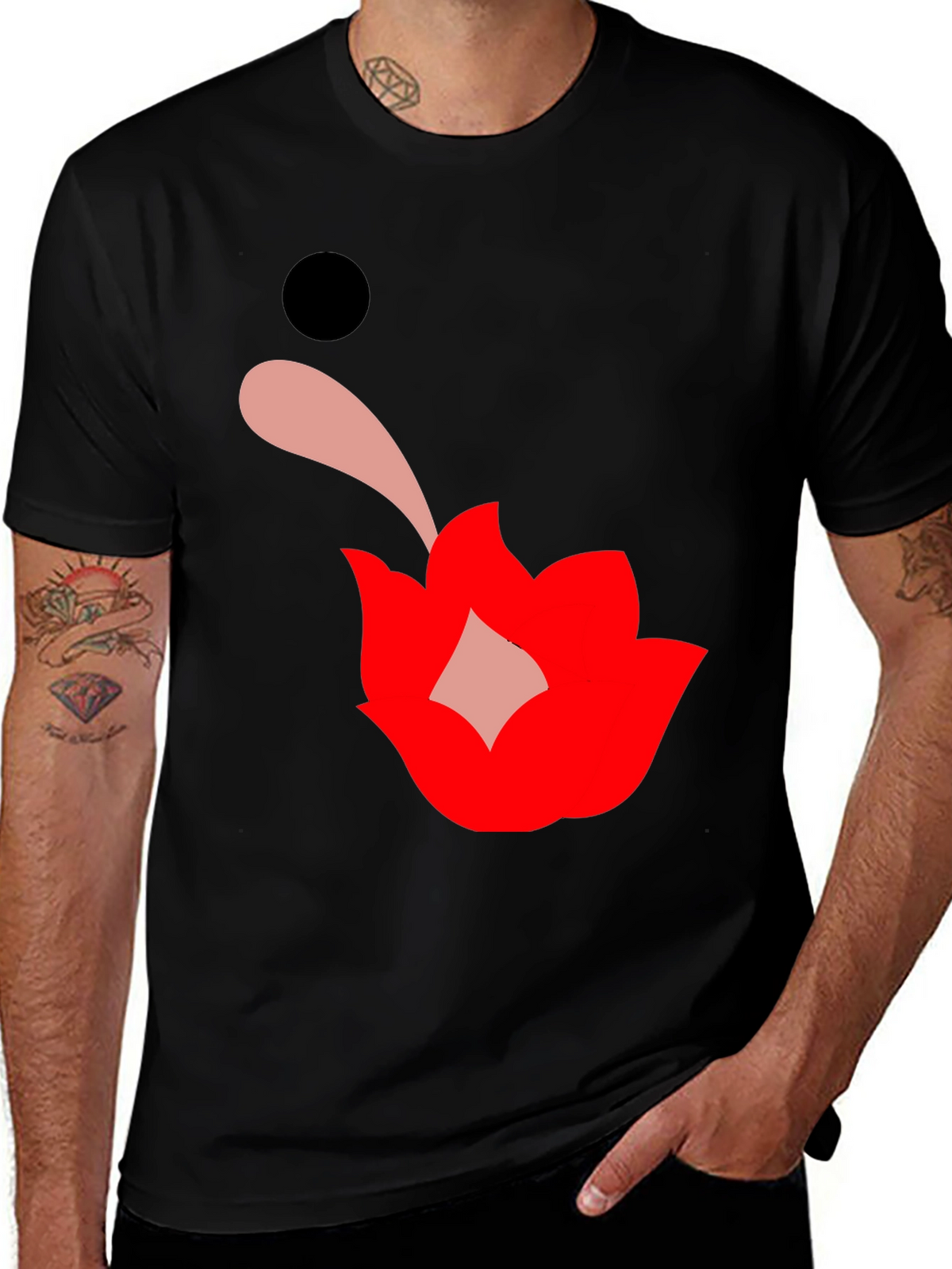 Graphic Print Black Tee