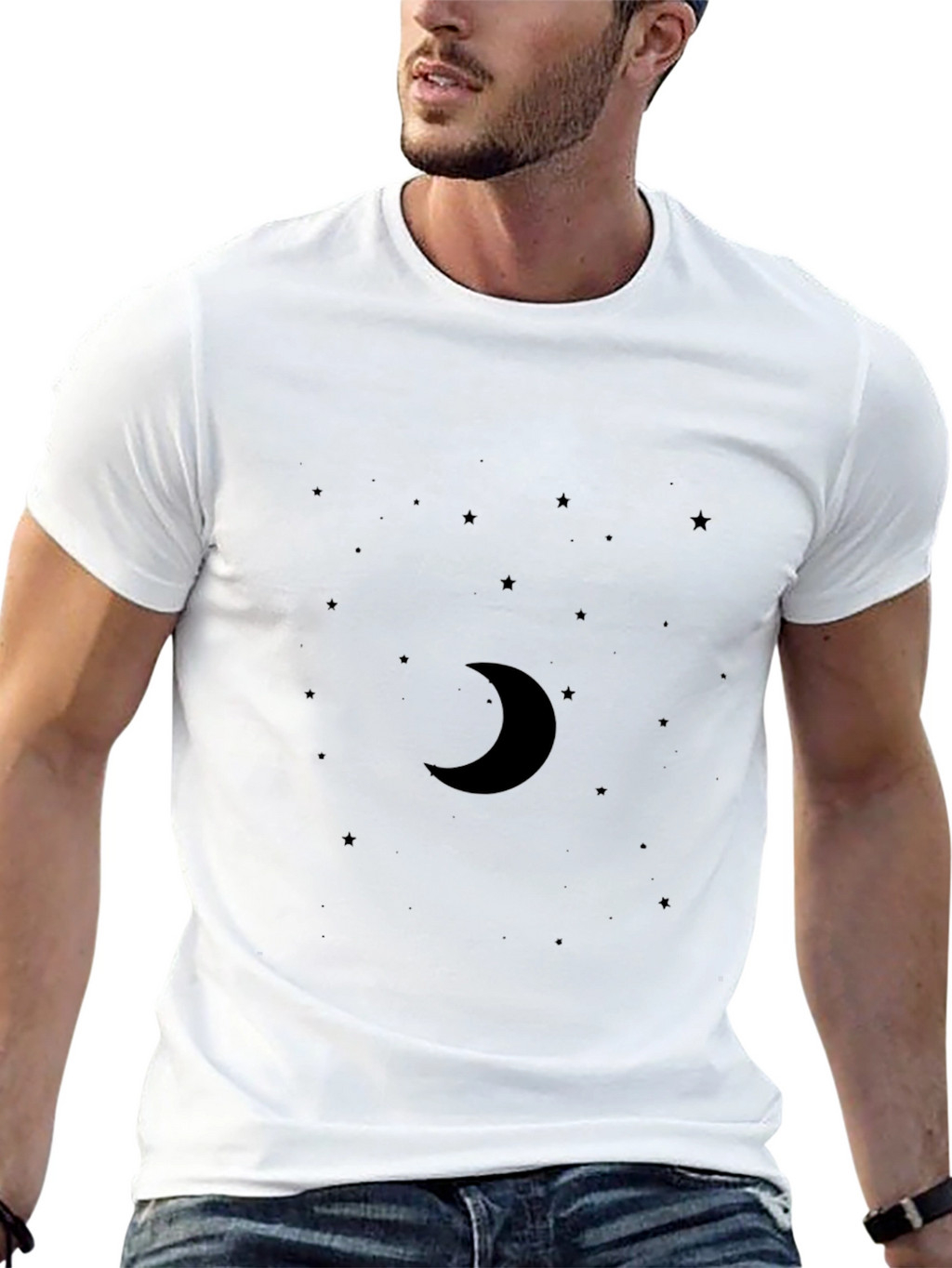 Midnight Moon Graphic Tee - Soft Black Cotton