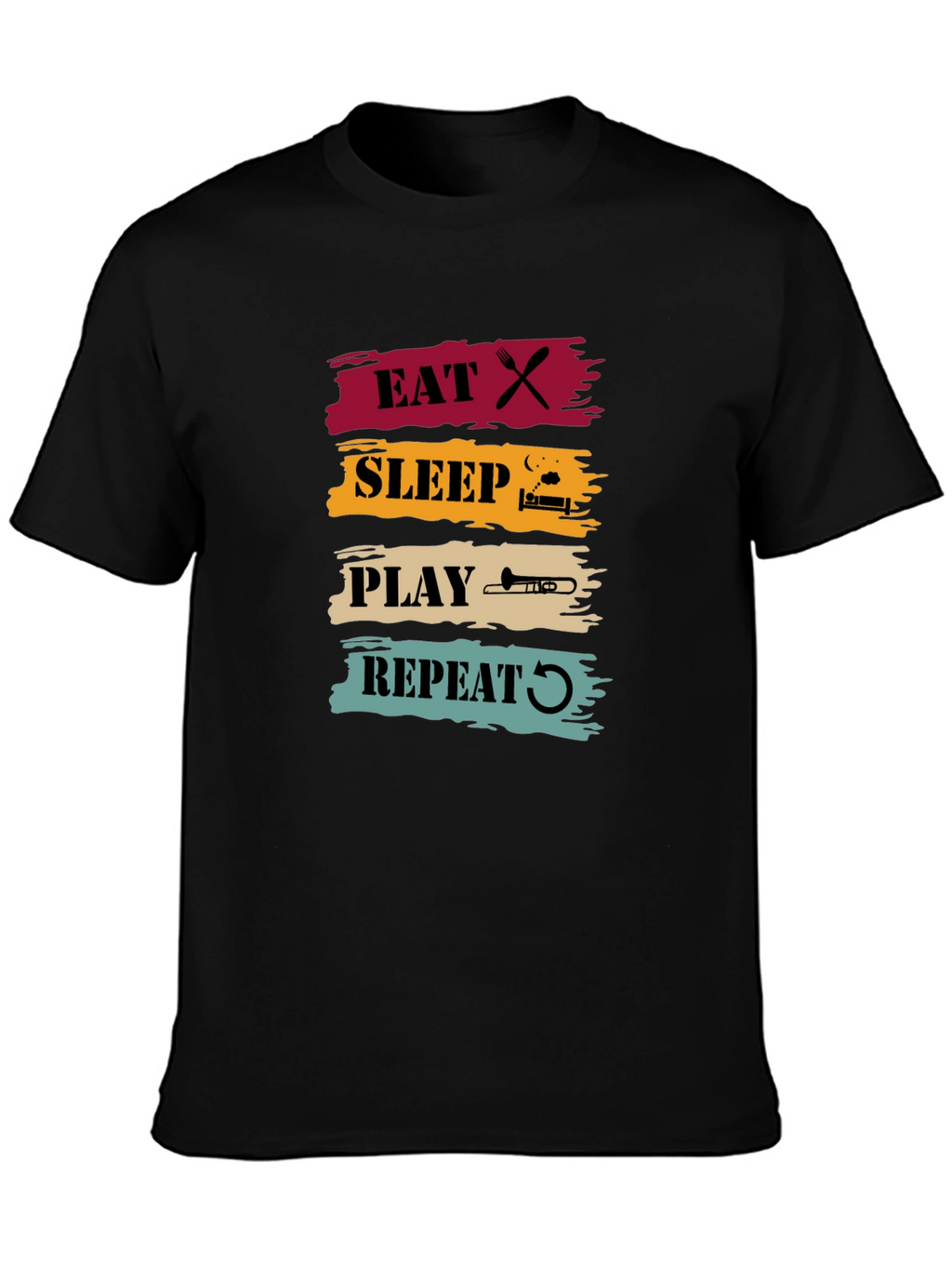 Eat Sleep Play Trombone Repeat Graphic Tee