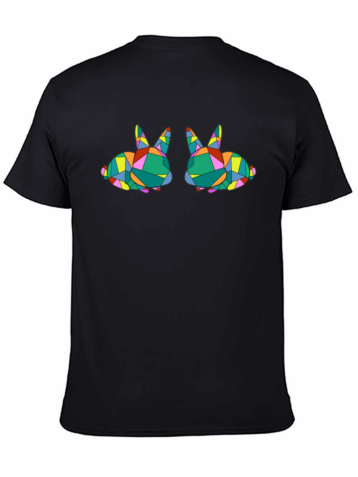 Geometric Bunny Graphic Tee - Stylish Black T-Shirt