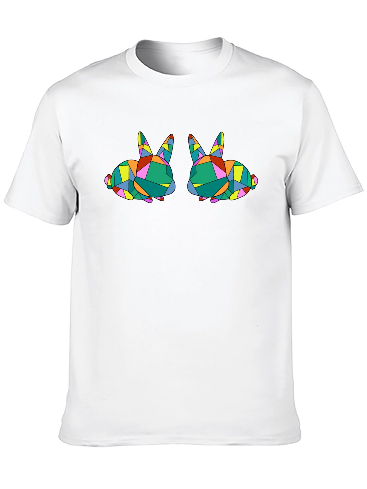 Geometric Bunny Graphic Tee - Stylish Black T-Shirt