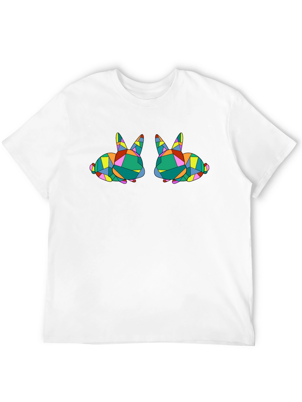 Geometric Bunny Graphic Tee - Stylish Black T-Shirt