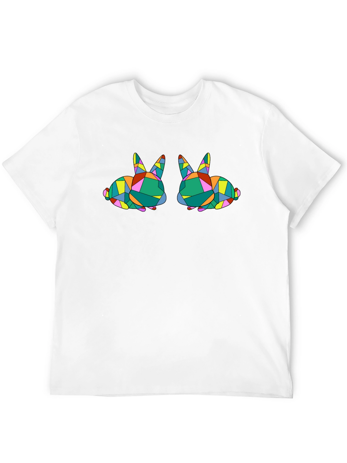 Geometric Bunny Graphic Tee - Stylish Black T-Shirt